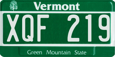 VT license plate XQF219