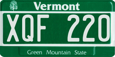 VT license plate XQF220