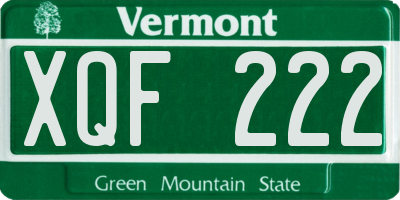 VT license plate XQF222