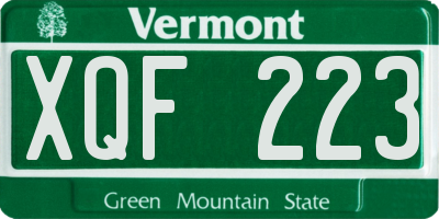 VT license plate XQF223