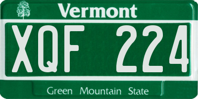 VT license plate XQF224