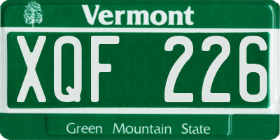 VT license plate XQF226