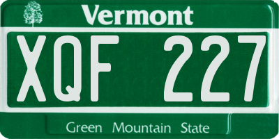 VT license plate XQF227