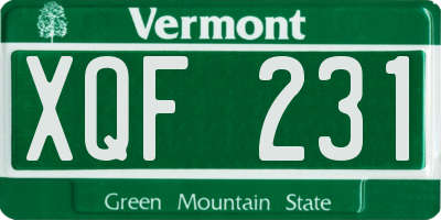 VT license plate XQF231