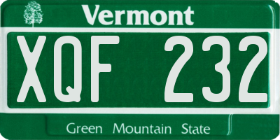 VT license plate XQF232