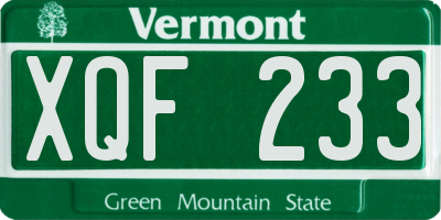 VT license plate XQF233