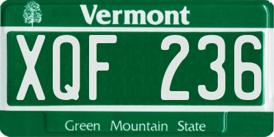 VT license plate XQF236
