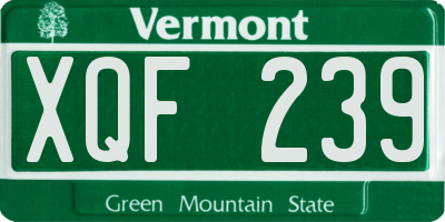 VT license plate XQF239
