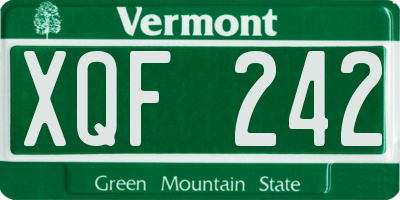 VT license plate XQF242
