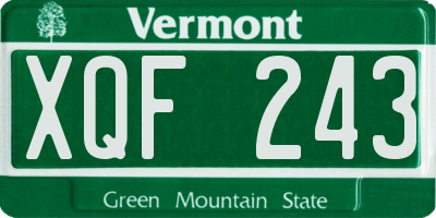 VT license plate XQF243