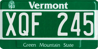 VT license plate XQF245