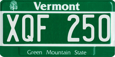 VT license plate XQF250
