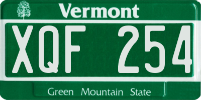VT license plate XQF254