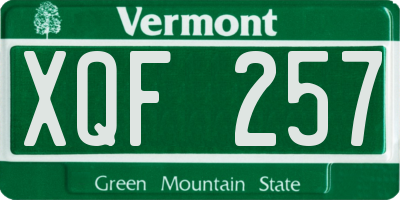 VT license plate XQF257