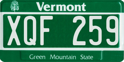 VT license plate XQF259