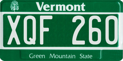 VT license plate XQF260