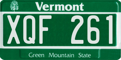 VT license plate XQF261