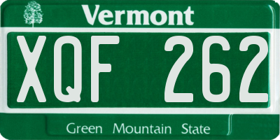 VT license plate XQF262