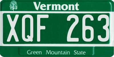 VT license plate XQF263