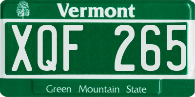 VT license plate XQF265
