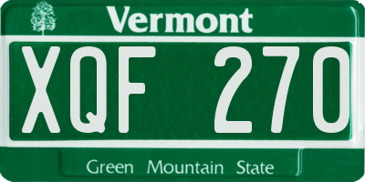 VT license plate XQF270