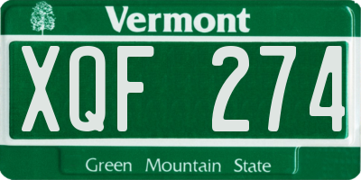 VT license plate XQF274