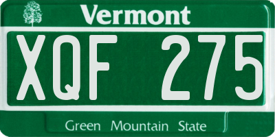 VT license plate XQF275