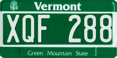 VT license plate XQF288