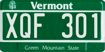 VT license plate XQF301