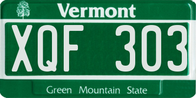 VT license plate XQF303