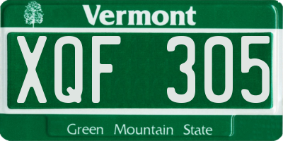 VT license plate XQF305
