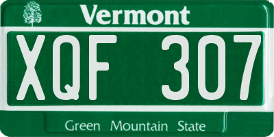VT license plate XQF307