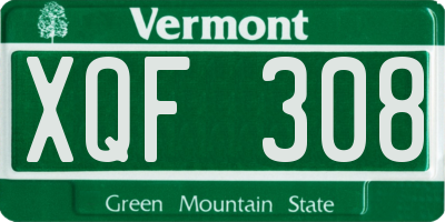 VT license plate XQF308