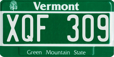 VT license plate XQF309