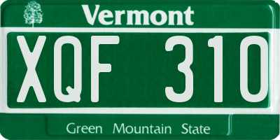 VT license plate XQF310