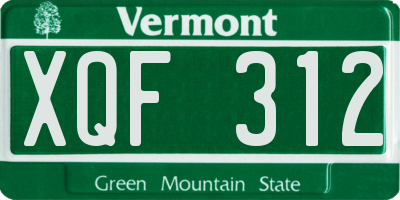 VT license plate XQF312