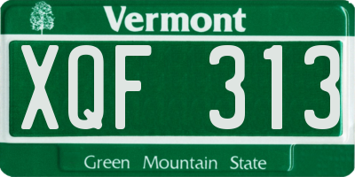 VT license plate XQF313