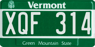 VT license plate XQF314
