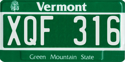 VT license plate XQF316