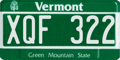 VT license plate XQF322