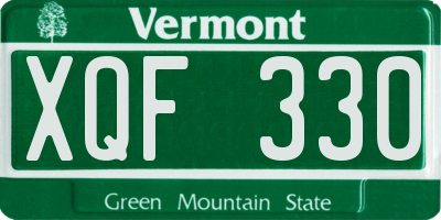VT license plate XQF330