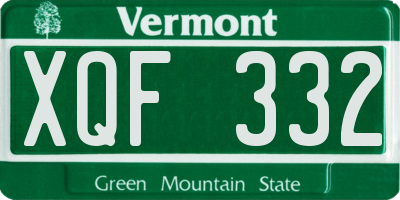 VT license plate XQF332