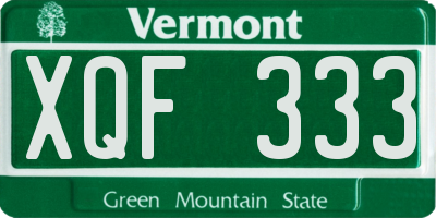 VT license plate XQF333