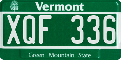 VT license plate XQF336