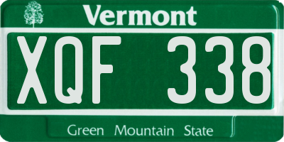VT license plate XQF338