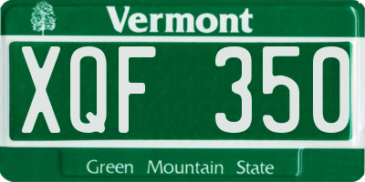 VT license plate XQF350