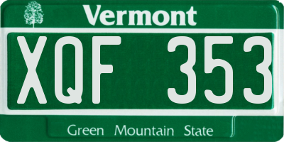 VT license plate XQF353