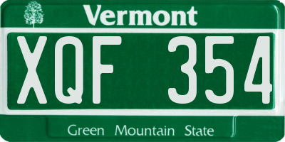 VT license plate XQF354