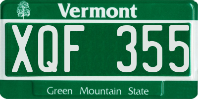 VT license plate XQF355