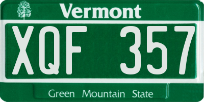 VT license plate XQF357